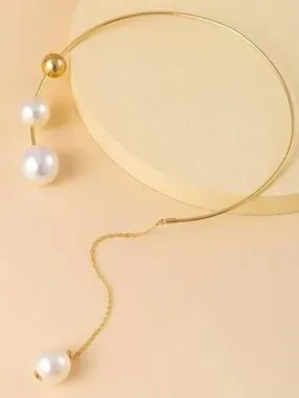 Anthropologie Gold Collar Necklace with Pearl Drops